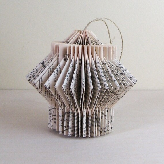 Paper Cog -  one recycled book sculpture ornament