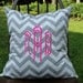 Custom Monogrammed Gray & White Chevron Throw Pillow Cover
