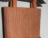 Tropical Holiday // Carved WOODEN Handmade Tote Purse Hippie Folk Straw ORANGE Tribal Beach Vacation Bag
