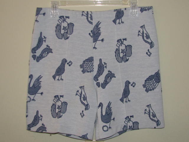 Vintage 60's 70's MEN'S Shorts Size 32 Picnic PARK Elastic PRINT Bird Owl Music Notes Heart Dandy Beach Summer Vacation