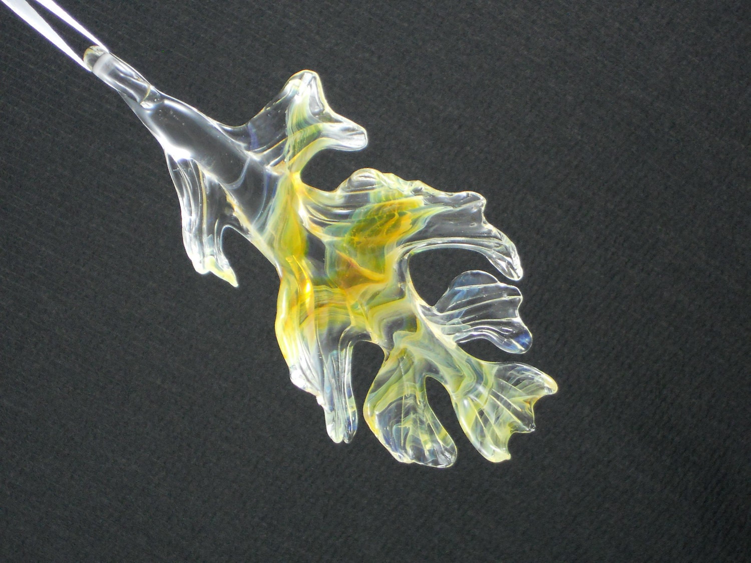 Glass Oak Leaf Ornament - Golden Brown Swirl