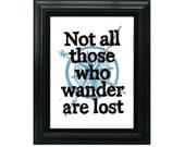 LINOCUT PRINT - Not All Those Who Wander Are Lost Quote and Compass - 8x10 Inspirational