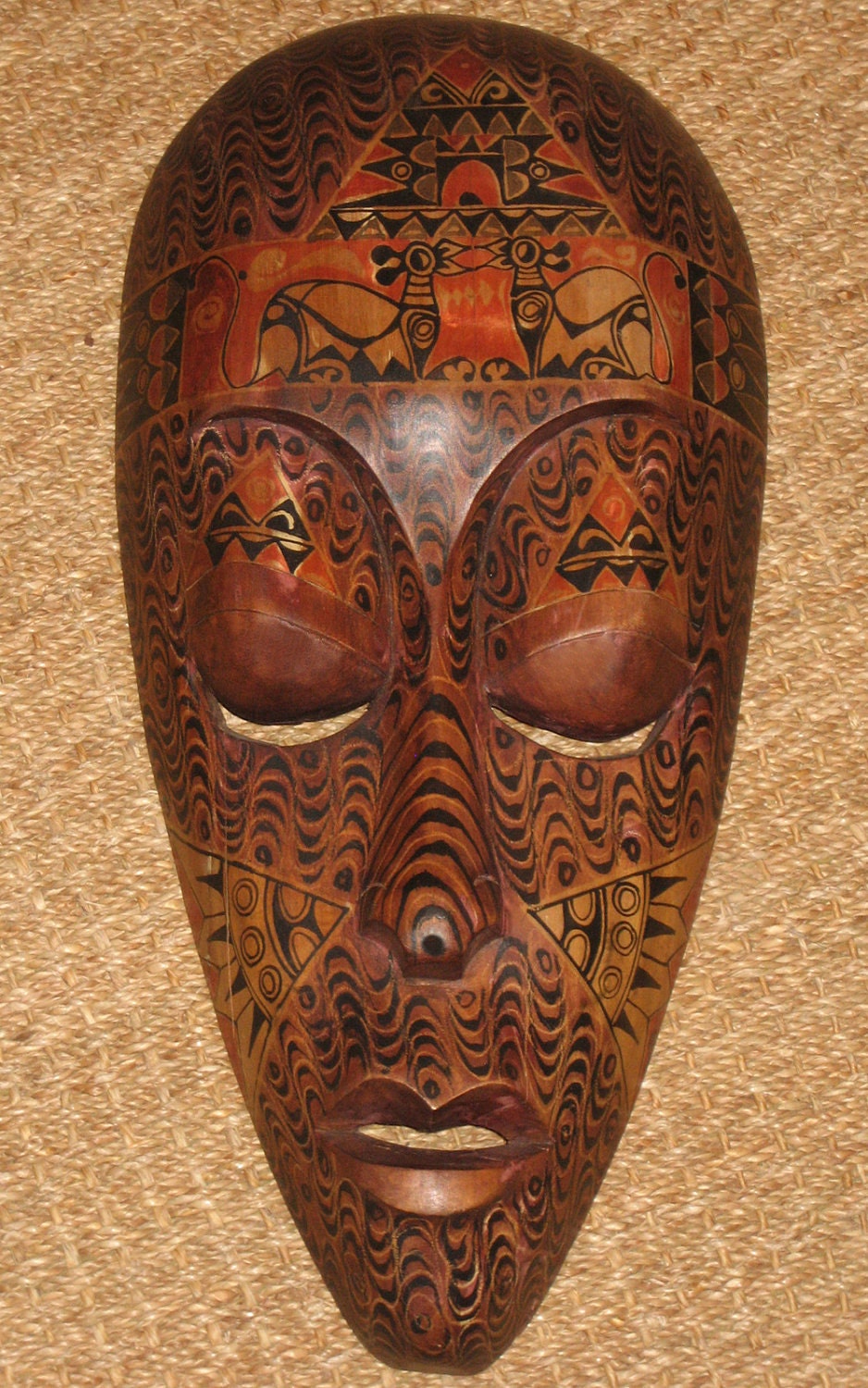 African Mask Carved Kenya Wood by littlemuddyred on Etsy