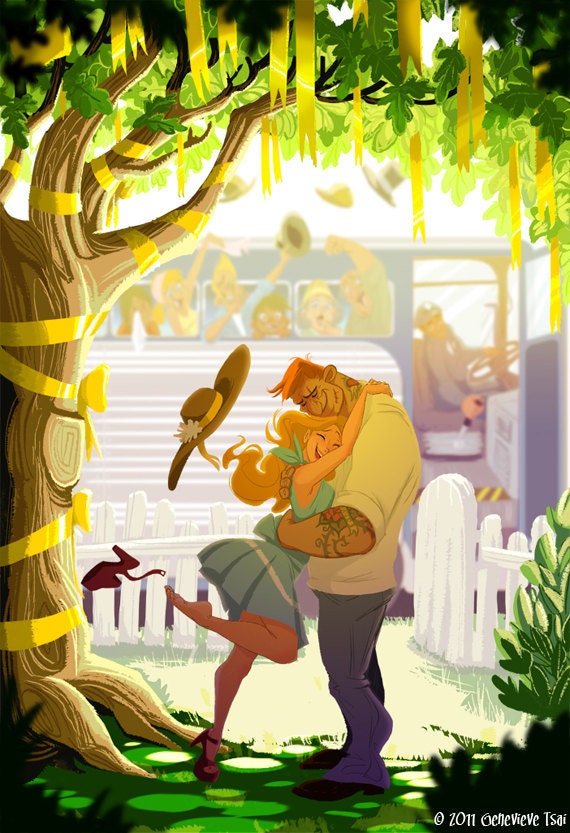 Tie A Yellow Ribbon Round the Ole Oak Tree 13" x 19" Print