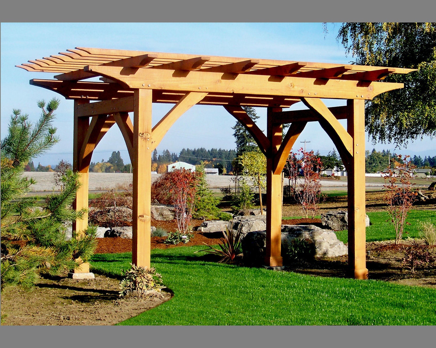 Pergola, Old World, Traditional Joinery, Mortise & Tenon, Western Red Cedar, Handcrafted, Timber Framed.