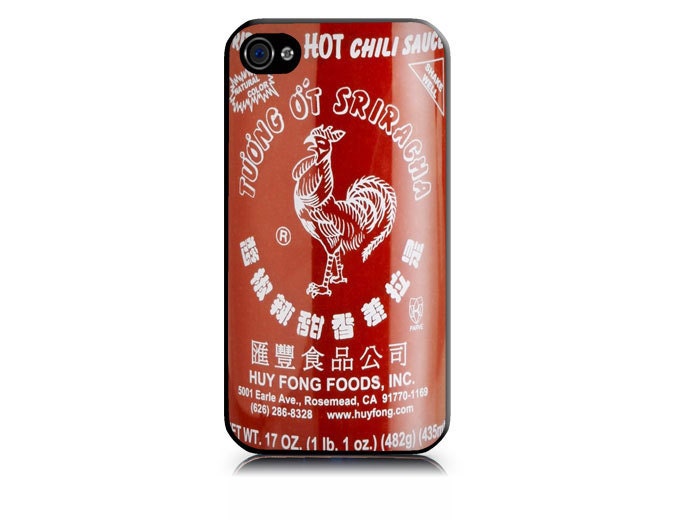 iPhone 4/4S hard case includes screen protector and cleaning cloth sriracha Design. Available in black or white