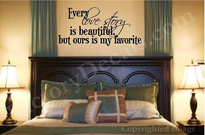 Vinyl Quote 36x15, "Every Love Story Is Beautiful" Vinyl Wall Decal - Large