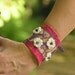 CUFF BRACELET, Boho Bracelet, Crochet Bohemian Bracelet, Hippie Cuff Bracelet, Womens Lace Up Bracelet, Pink, White, Cotton, Unique Design