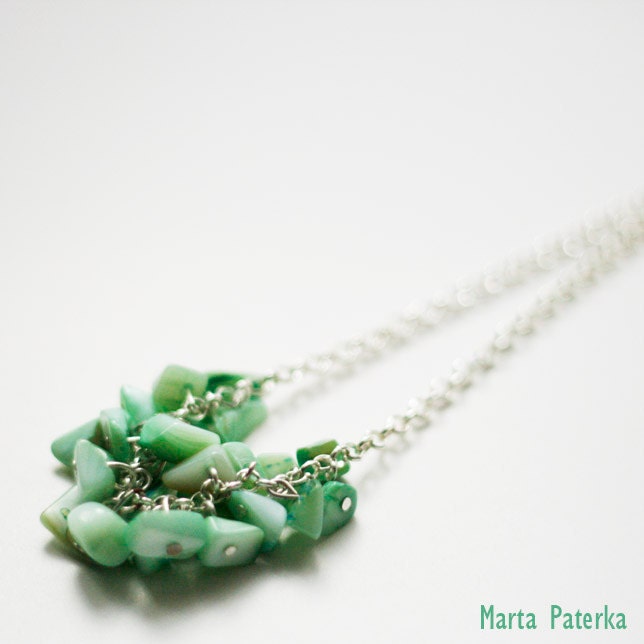 Pastel Green Mint Nacre Mother of Pearl Chain Necklace
