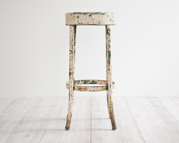 Vintage Industrial Stool, Metal, Chair, Rustic