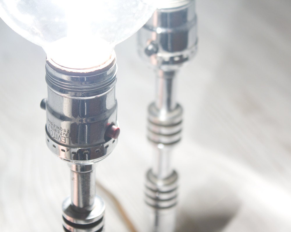 Vintage Mid Century Table Lamps, Chrome - Modern, Industrial, Retro, Light