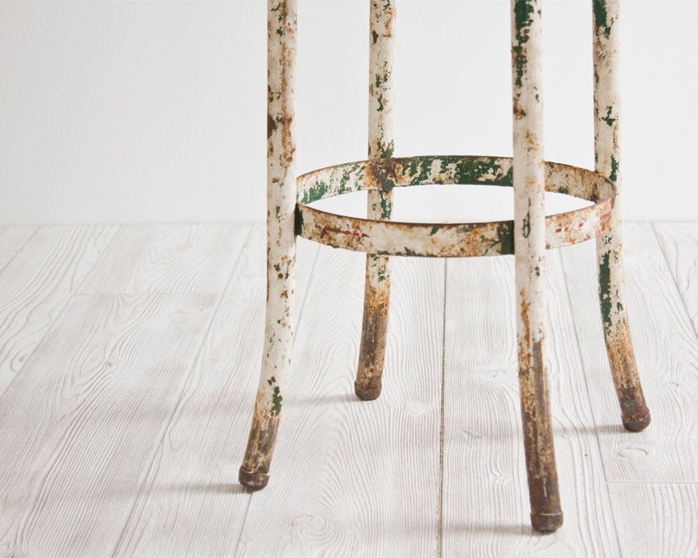 Vintage Industrial Stool, Metal, Chair, Rustic