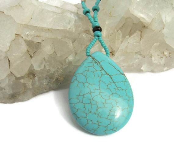 Turquoise Magnesite Teardrop Necklace