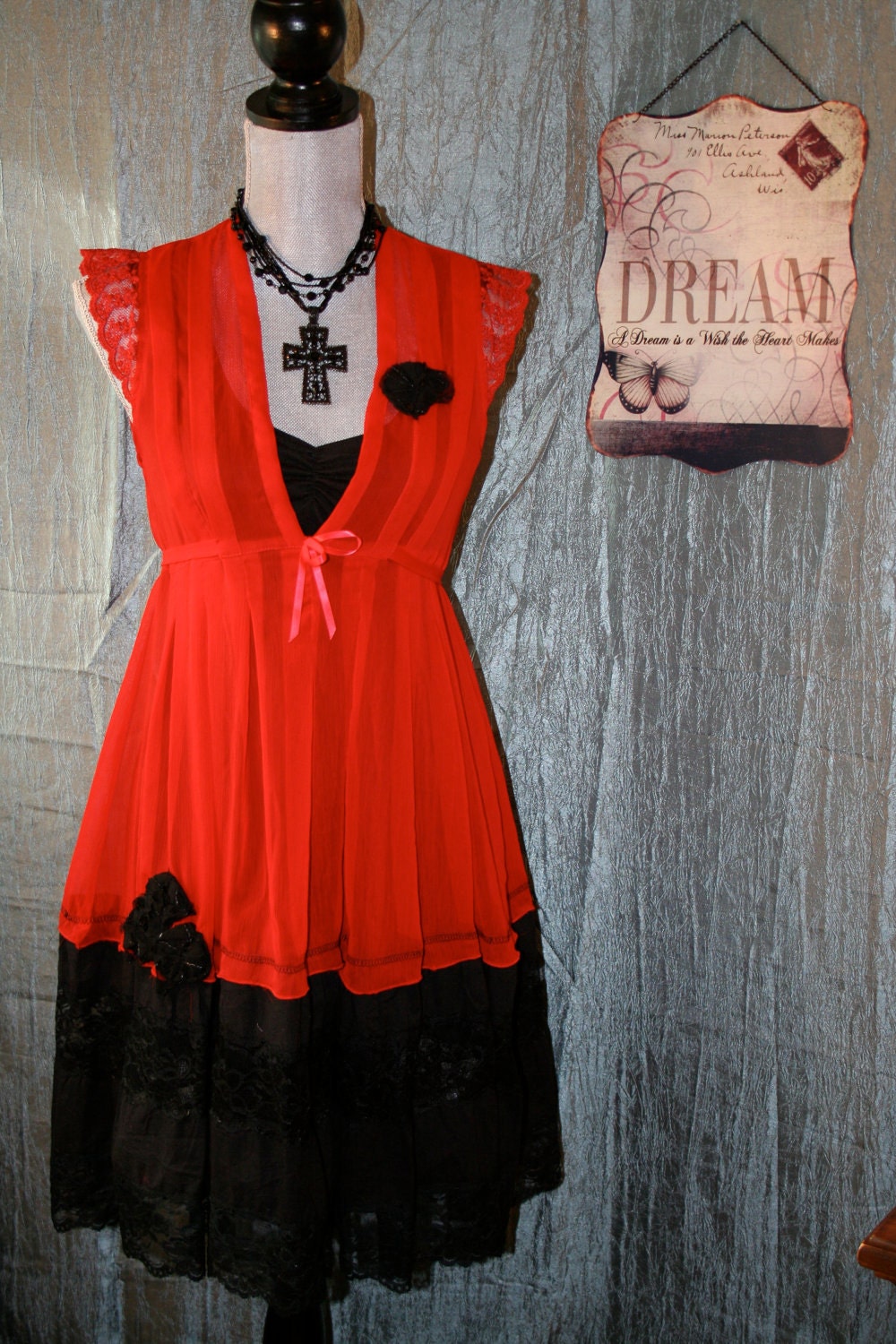 Upcycled Tattered Shabby Chic Dress Boho Gypsy BohemianTunic Cowgirl Country Chic Dress Prairie Girl