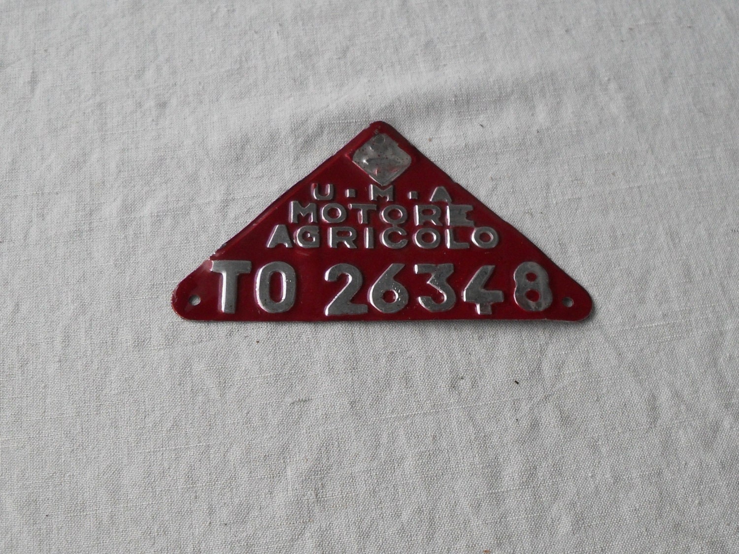 Vintage agricultural vehicle plate