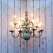 large chandelier / 12 arm / verdigris finish