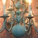 large chandelier / 12 arm / verdigris finish