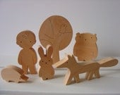 Gift ideas - Wooden toy - boy and forest friends - woodland animals