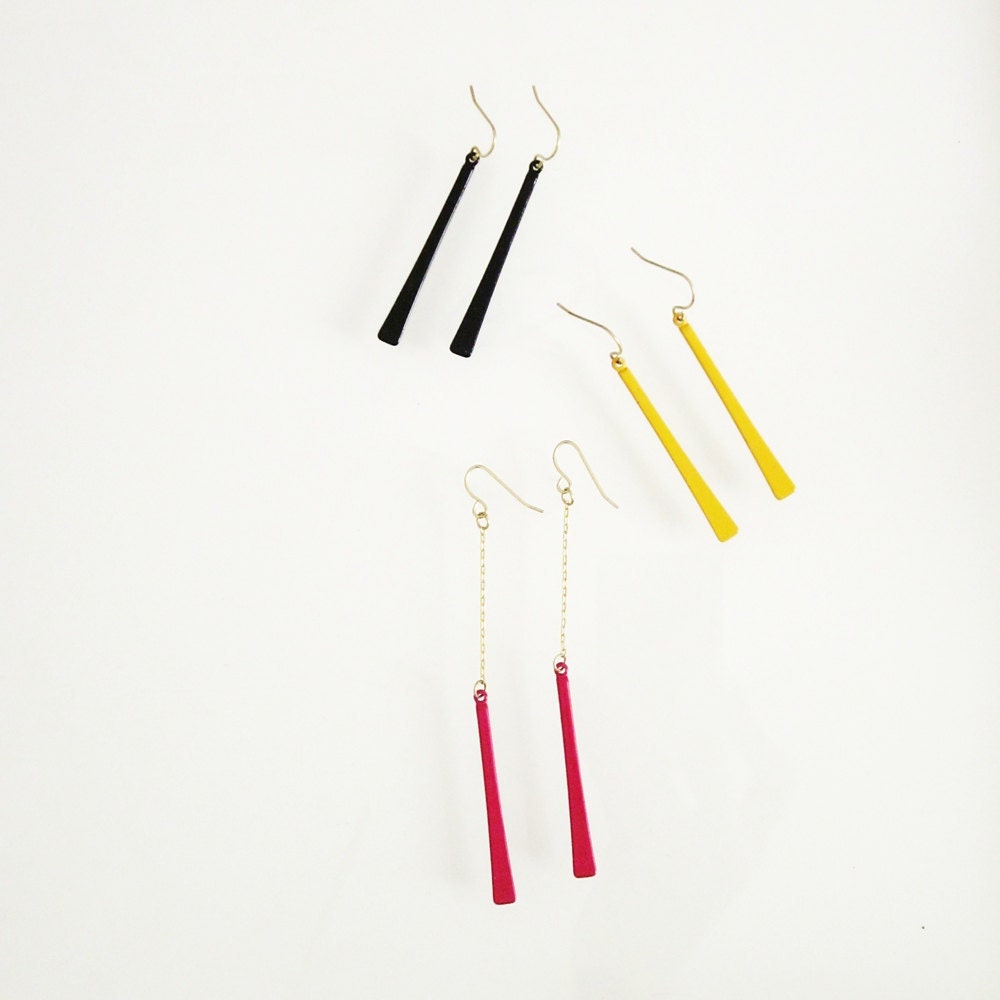 Custom Earrings - simple geometric lines - your choice of color