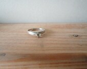 vintage silver ring estate cut glass 18kt HGE size 9
