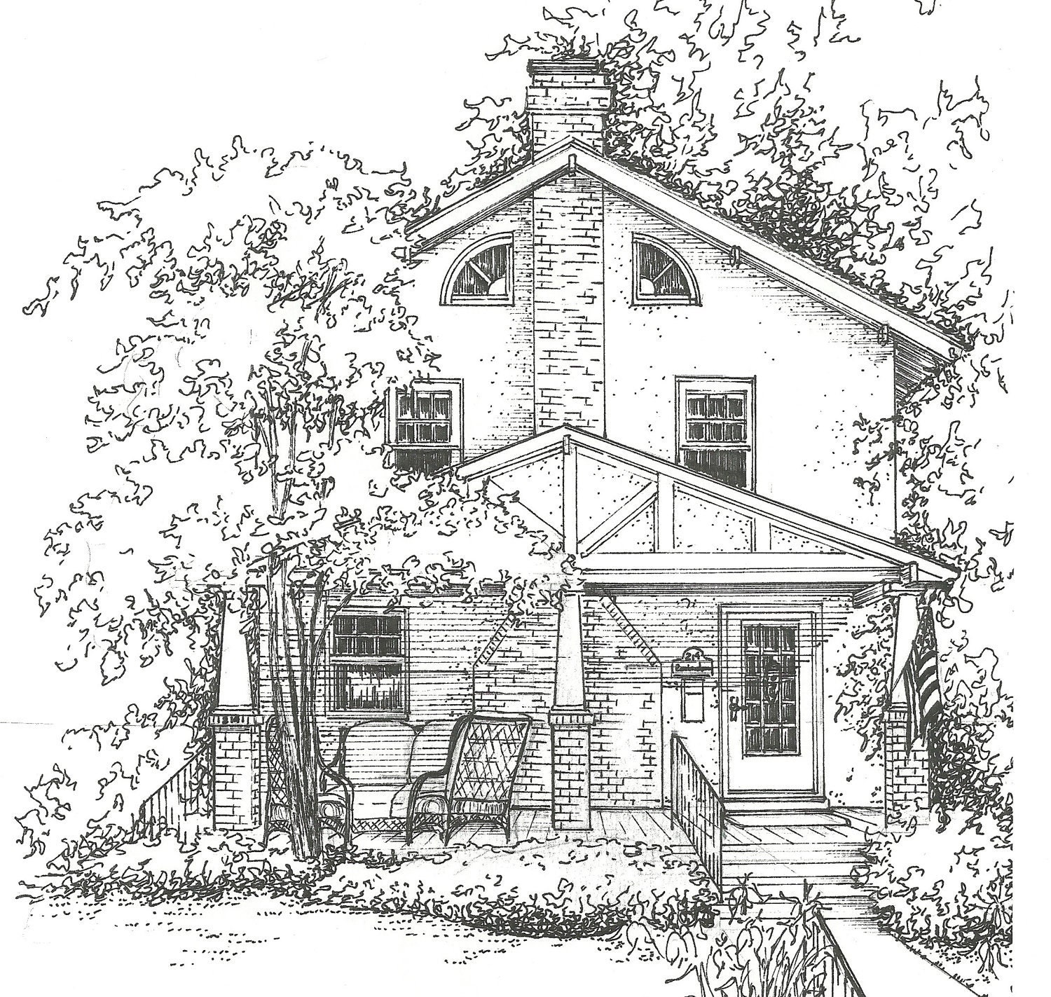 Ink House Drawing, Custom Artwork of your Home, hand drawn ink house portrait