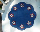 American Flag fourth of July Penny rug candle mat stars display piece red white blue great for summer decor