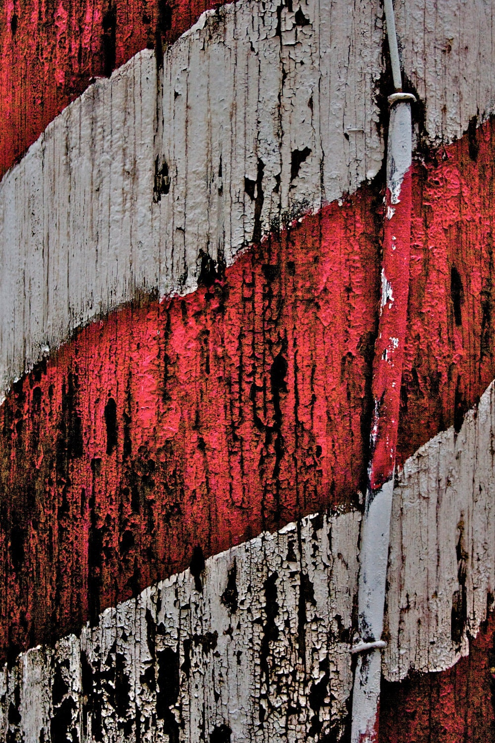 Abstract Fine Art Photography Red White Stripes, Barber's Pole - 8x12