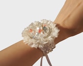 Luxe Bracelet, Bride, Brides Maid, Attendant Gift, one of a kind, OOAK, Silk, pearl and bohemian glass accents. Wedding and Bridal Jewelry.