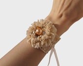 Luxe Bracelet, Bride, Brides Maid, Attendant Gift, one of a kind, OOAK, Silk, pearl and bohemian glass accents. Wedding and Bridal Jewelry.