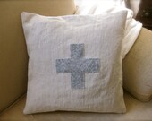 Beautiful Decorative Vintage Looking Swiss Cross Pillow - Hemp & Wool