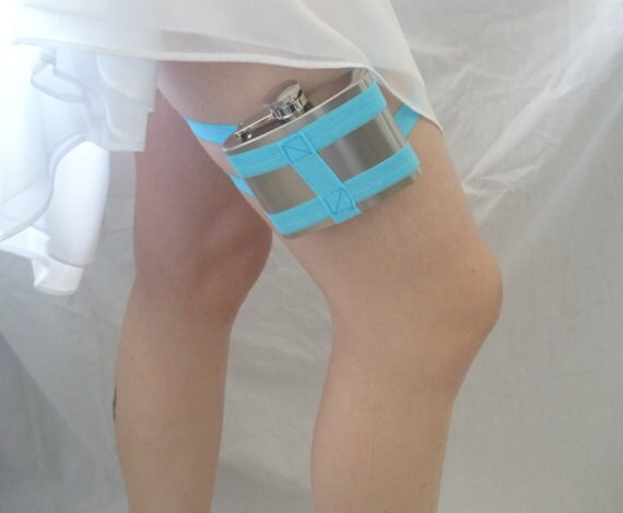 Flask Garter - 4oz Flask - Bright Sky Blue - where to get a garter