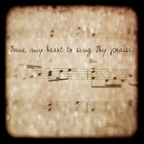 Tune My Heart, TTV, Sheet Music, Neutral Texture, Bokeh, 8"x8" Fine Art Print