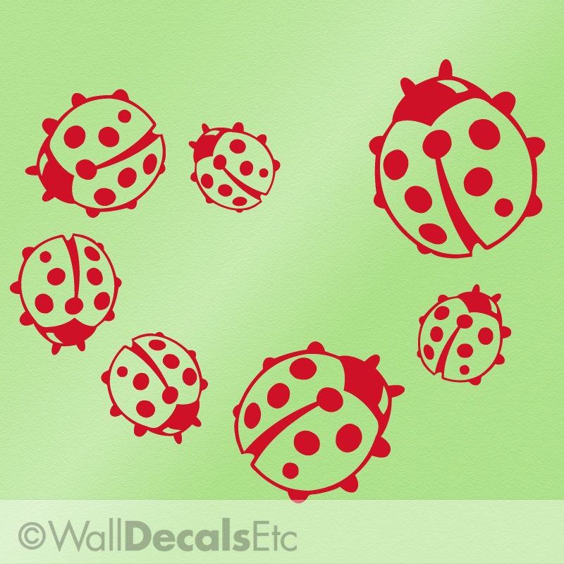 Vinyl Wall Decal: Seven Ladybugs, Lady Bugs 01