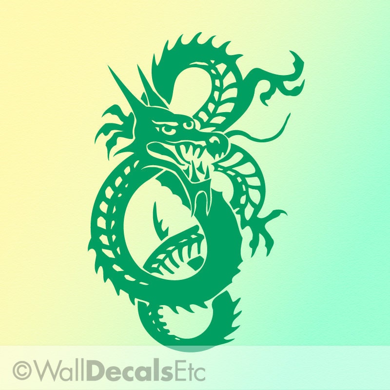 Emerald Green Chinese Dragon Vinyl Wall Art Decal CDR018