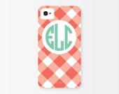 Monogrammed iPhone 5 or 4/4s Case - Strawberry Gingham
