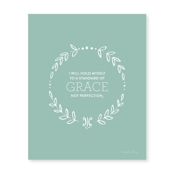 Grace Not Perfection 8x10 Print - blue