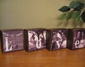 Engagement Photo Blocks, Bridal Shower Decorations with Engaged Bride and Groom to be - Wedding Decoration SET of 4 Blocks