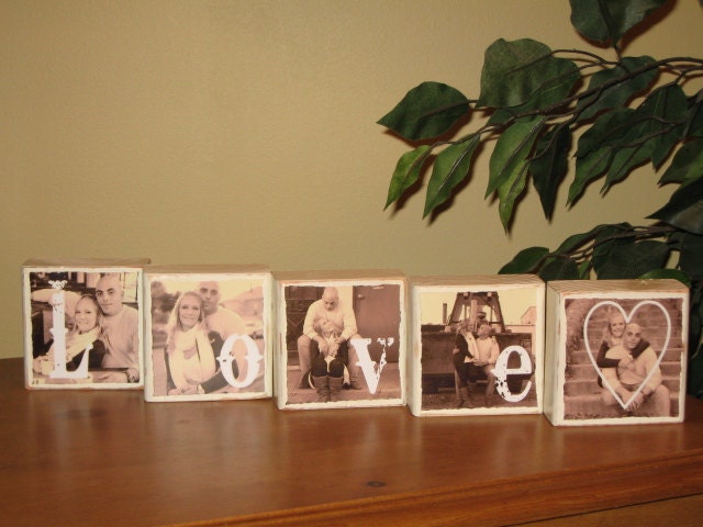Bridal Shower Decorations, Engagement Gifts Personalized Wedding Decor Table Centerpieces, Reception Decor Pictures of Bride-Groom SET of 5