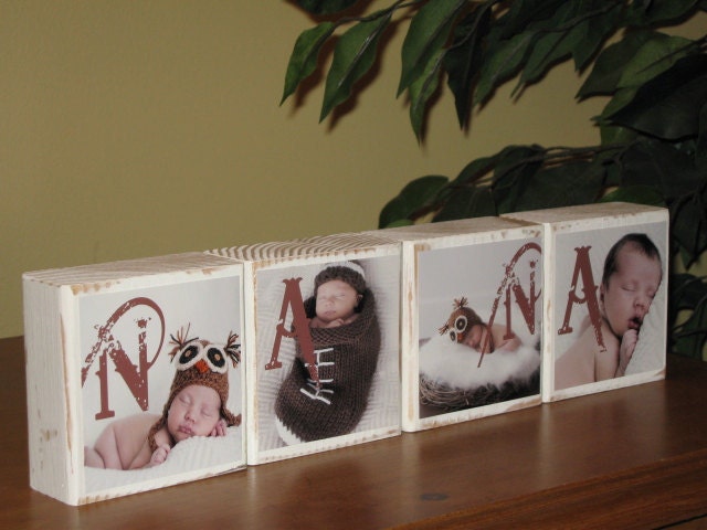 Mothers Day Gift PHOTO BLOCKS PERSONALIZED Gifts for Nana, Papa, Grandparents, Grandpa, Grandma, - Set of 4 Blocks