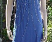 80s Frank Usher halter neck vintage dress, sequins, beads, Bust 36"