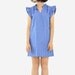 Blue White Stripe Dress Simple Dress Cotton Dress V Collar Dress