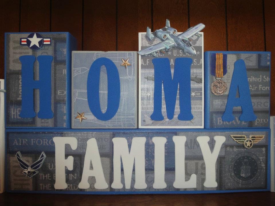 Custom Military Marines AirFore Navy Army Family Name Home Decor Room Wood Blocks