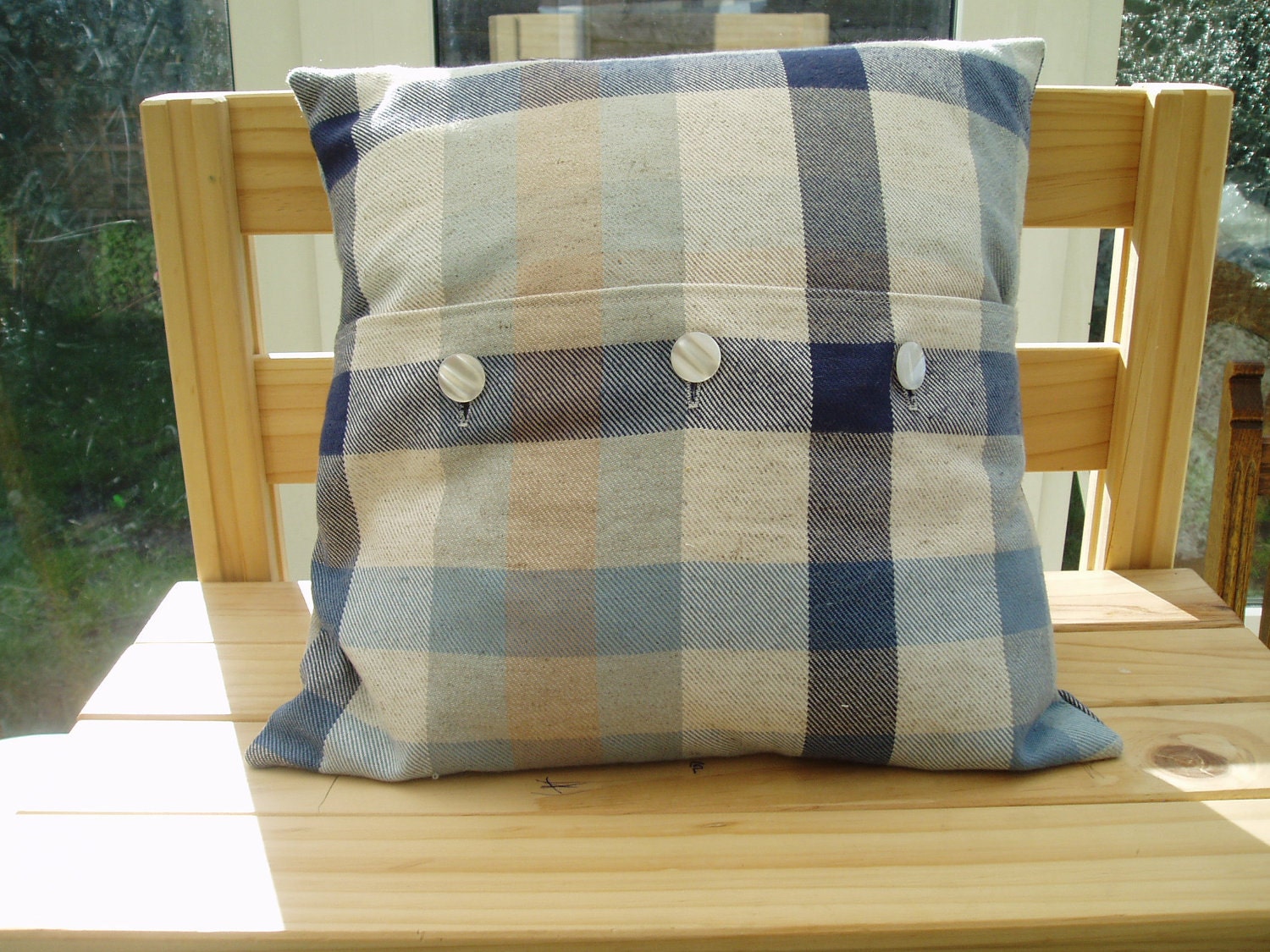 Blue Tartan Pillow cover