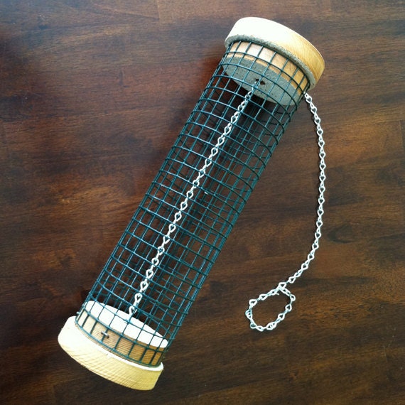 Items similar to Hanging Wood and Wire Peanut Bird Feeder on Etsy