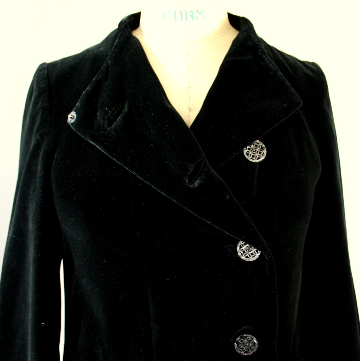 Black Velvet Long Maxi Coat Vintage 1950s Or By Slipperycrockery 3896