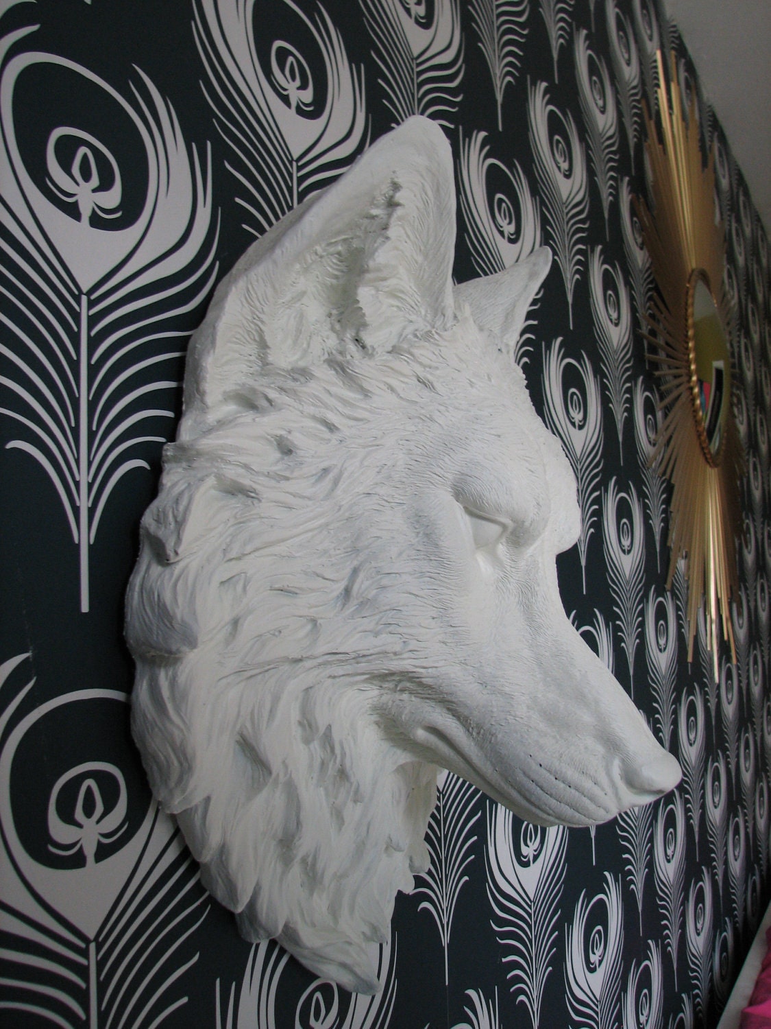 Faux Taxidermy Full Size Wolf Head Wall Decor: Willem the Wolf