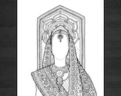 Delhi - Tribal Geometric Queen Illustration (Digital Art Print From Original Drawing)
