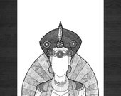 Ibadan - Tribal Geometric Queen Illustration (Digital Art Print From Original Drawing)