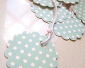 Gift Tag on Cardstock - Classic Vintage teal polkadot, party favor, weddings, engagement, birthday, wedding, baby shower