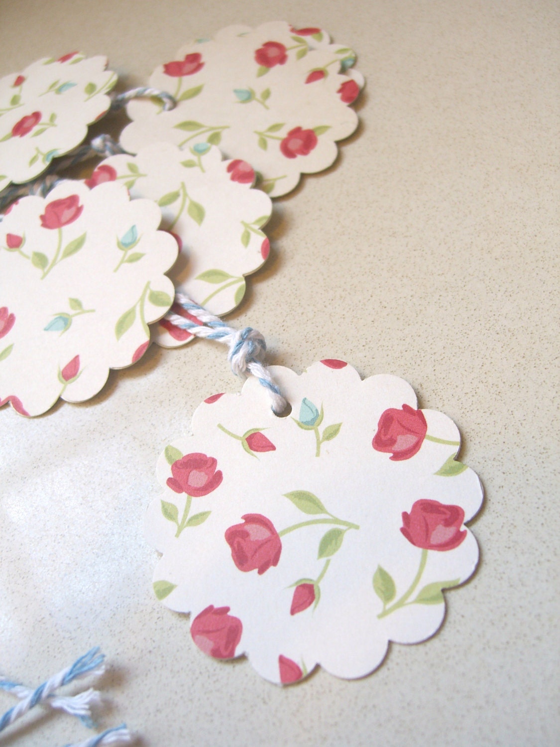 Gift Tag on Cardstock - Vintage rose cottage chic, swing tag, hang tag, thank you, wedding favor